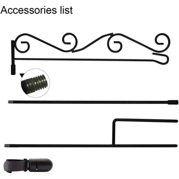 Garden Flag Stand Black Metal Powder-Coated Weather-Proof Paint, 37.9"H x 15.7"W - Picture 3 of 7